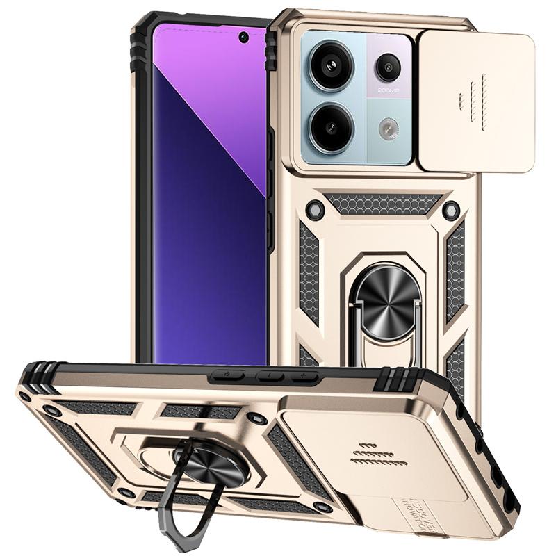 Nárazuvzdorný pancierový kryt pre Redmi Note 13 Pro 5G 4G Note13 13C Xiaomi 13T 14T Pro Posuvný chránič objektívu Magnetický držiak Prsteňový kryt