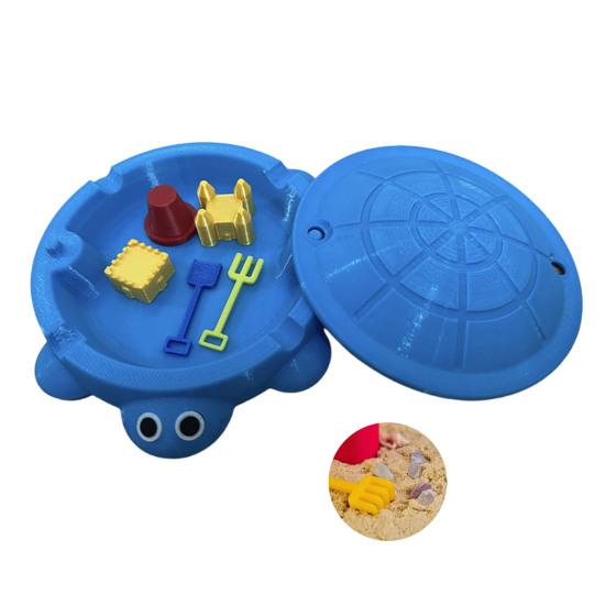 Mini Turtle Sandbox with Lid Sand Mini Tools Accessories 3D Printed Tortoise Sand Storage Box Round Container Kids Summer Beach Toy