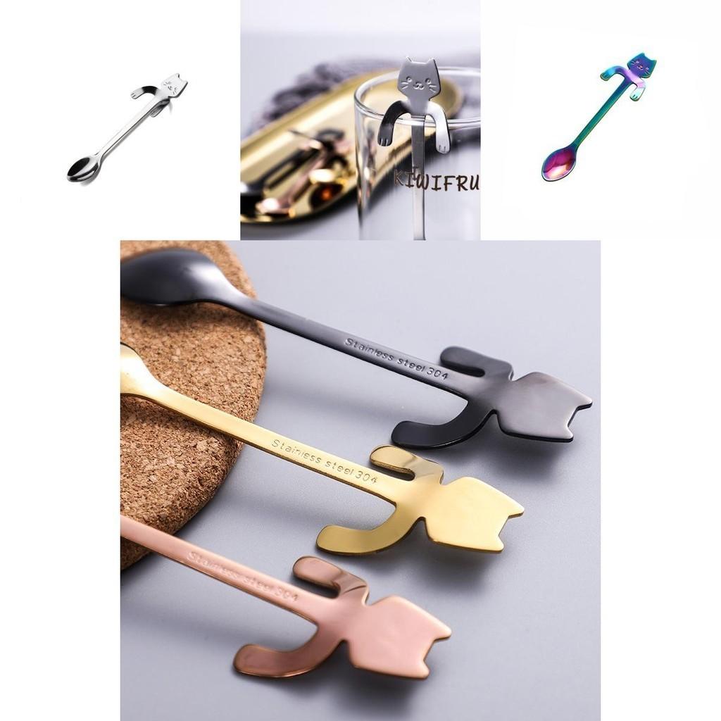 Adorable Cat Hanging Coffee Spoon With Smooth Edges For Charming Dessert Enjoyment