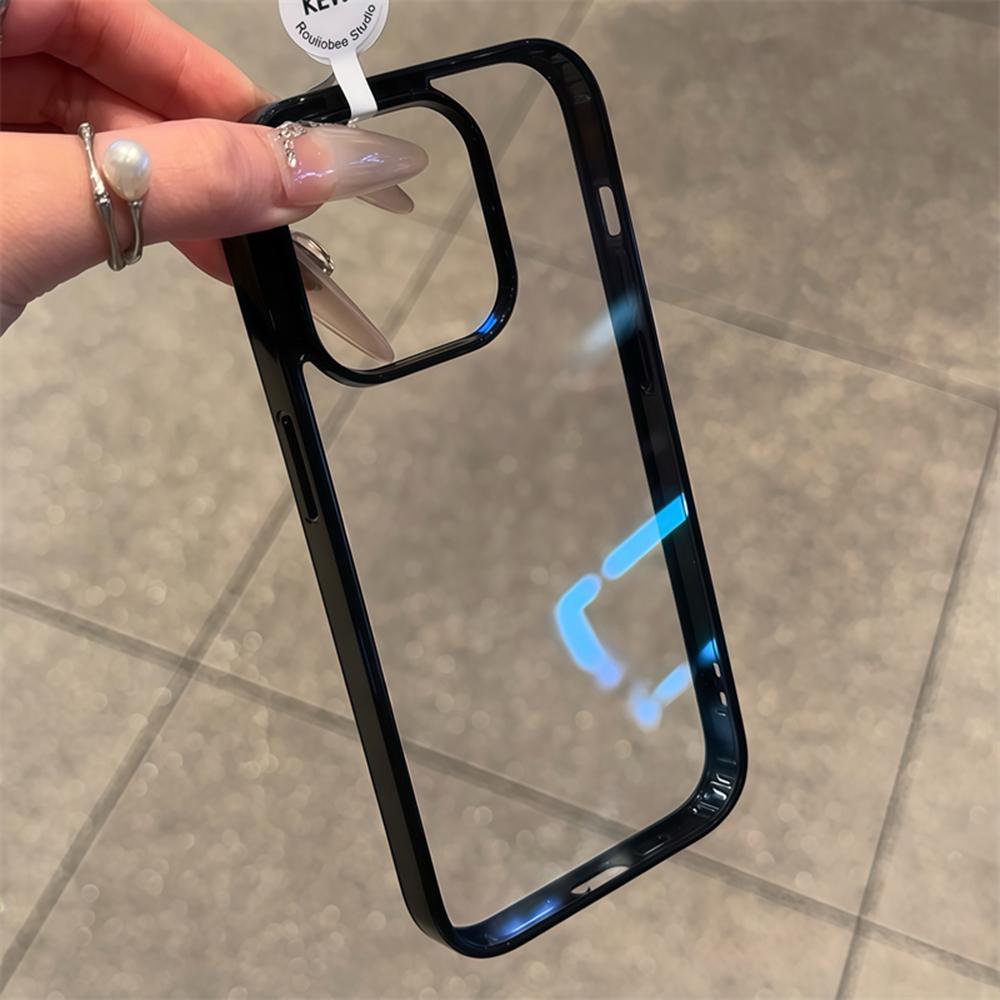 Capa de Luxo Transparente Cor Doce Para iPhone 17 Air 16 15 14 13 12 Pro Max Plus Capas Protetoras com Bumper Acrílico Transparente
