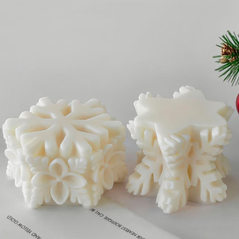 Snowflake Pillar Candle Mould Silicone Molds Ornament Molds Castings Molds Christmas Plasters Molds Craft Supplies
