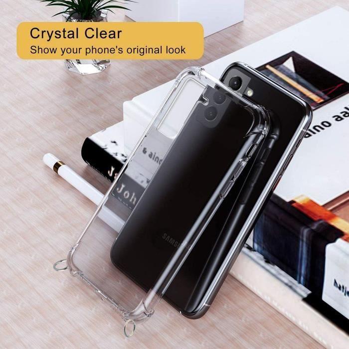 Case - BOOLING - for Samsung Galaxy S21 Ultra - Flexible - Anti-Scratch - Transparent with Navy Blue Lanyard