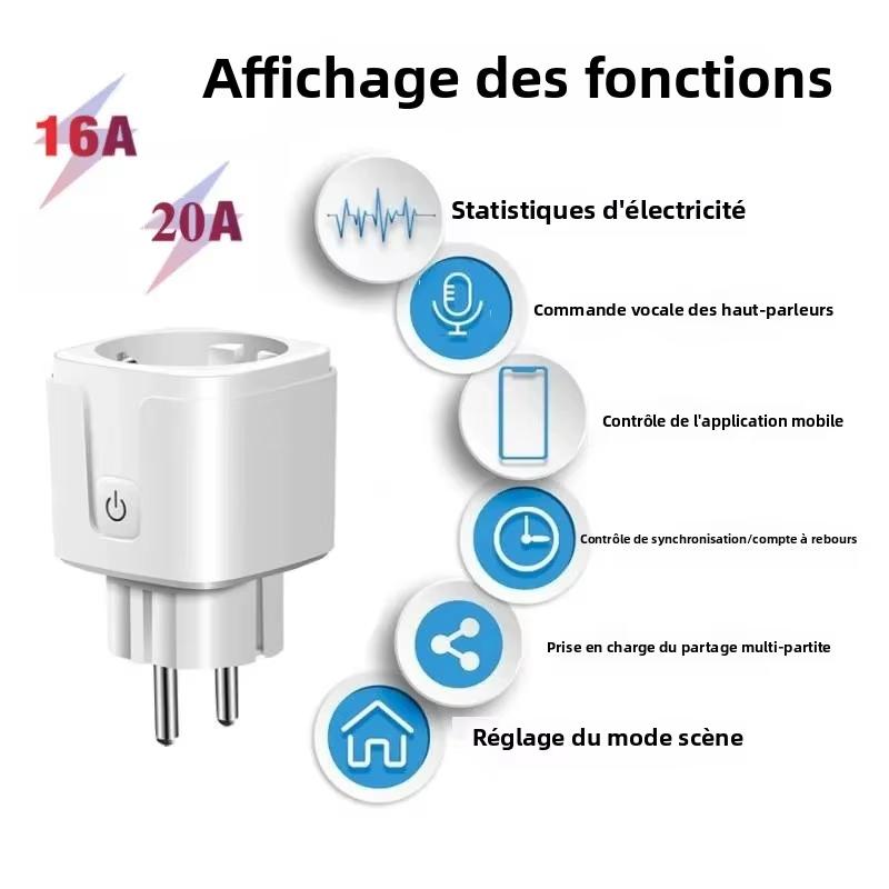 Tuya WiFi/ZigBee Smart Plug EU 16A/20A Hochlast-Steckdose mit Stromüberwachung, Timer, Fernbedienung, Sprachsteuerung für Wasserkocher, Klimaanlage, Haushaltsgeräte
