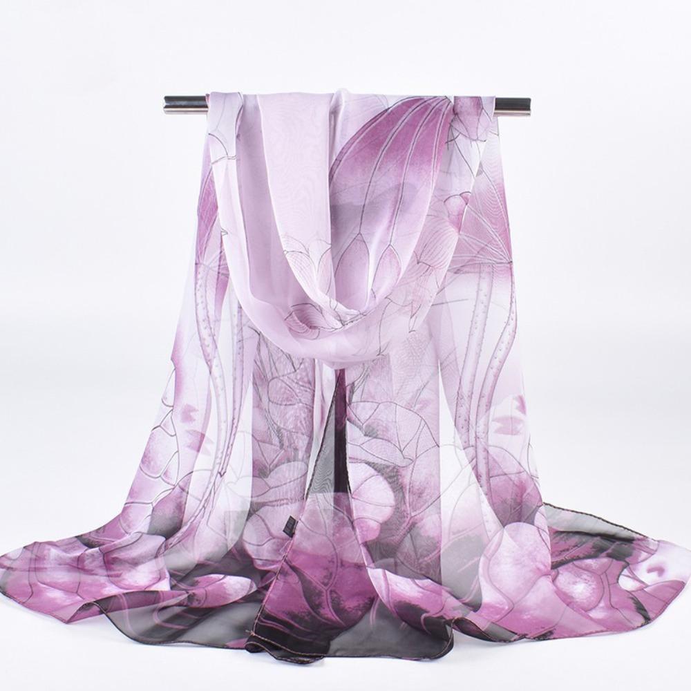 50*160cm Spring Summer Scarf Lotus Pattern Printed Scarves Fashion Long Shawl For Women Girls