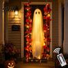 Realistický látkový duch se světlem, závěsná houpačka, Halloweenská dekorace s dálkovým ovládáním, Velký bílý strašidelný ornament na zahradu, Javorové listy