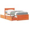 Vidaxl Bed with Drawers and Mattress, Waxed Brown, 100X200 Cm, Pine