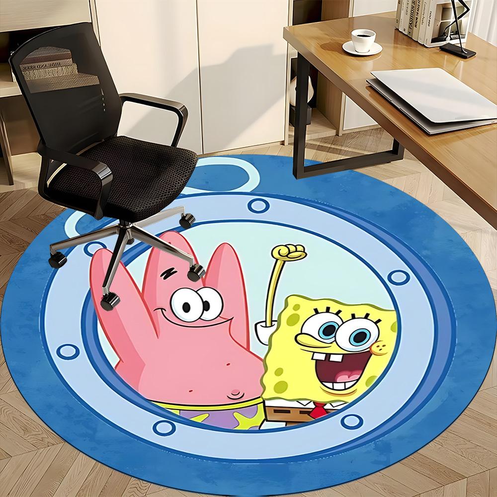 1pc SpongeBob, Patrick Star Carpet, Round Non-Slip Durable Large Size Office Carpet, Suitable for Office,yy250908001