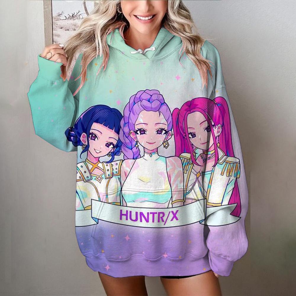 Dámská mikina s kapucí KPop Lovci démonů Mikina s kapucí Ležérní Personalizované Streetové oblečení Dovolenkové nošení