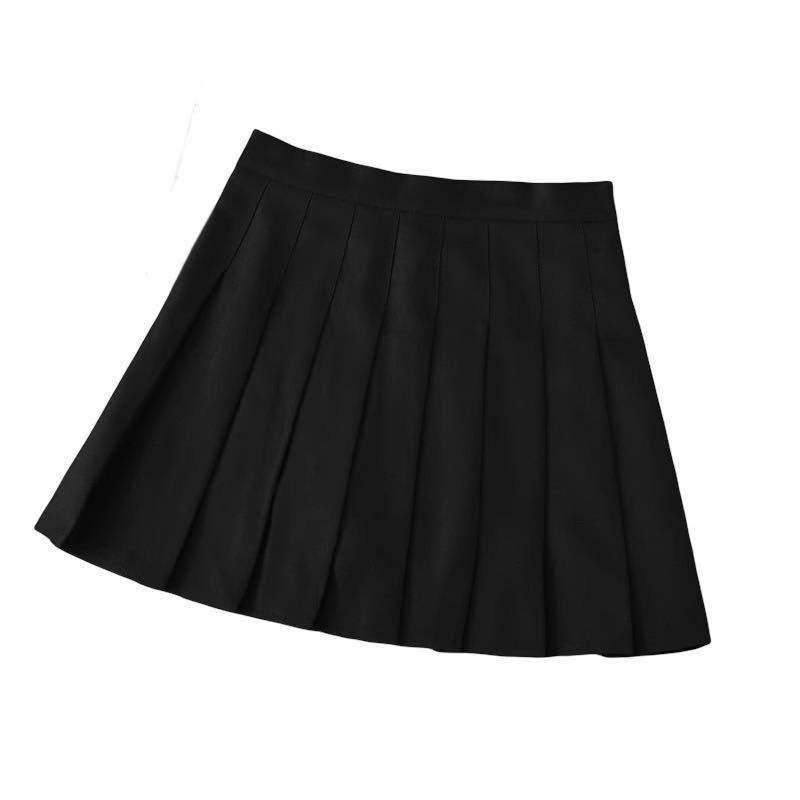 Petite Women's Black High Waisted Pleated Skirt Summer Suit Fabric Spring Autumn A Line Slimming Casual All Match Versatile Short Skirt Trousers