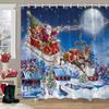 Winter Weihnachten Duschvorhang Roter LKW Schneemann Rentier Verschneite Bauernhaus Badezimmervorhang Waschbarer Polyesterstoff Badezimmer Dekoration