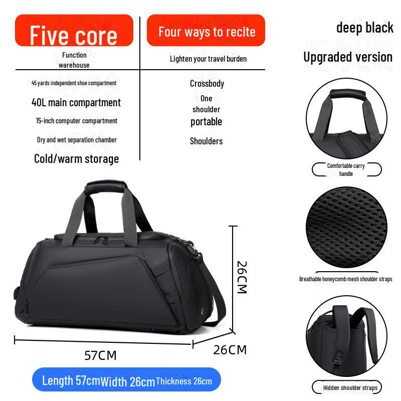 Herren 2024 Rucksack mit großer Kapazität, multifunktional, für Reisen, mit Nass-/Trockentrennung