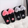 2024 Heart Shaped Slippers Women's Warm Non-slip Platform Shoes Indoor Fashion Cute Cotton Slippers Chaussons Plats