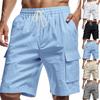 Heren linnen effen kleur veter joggingbroek heren shorts casual broek