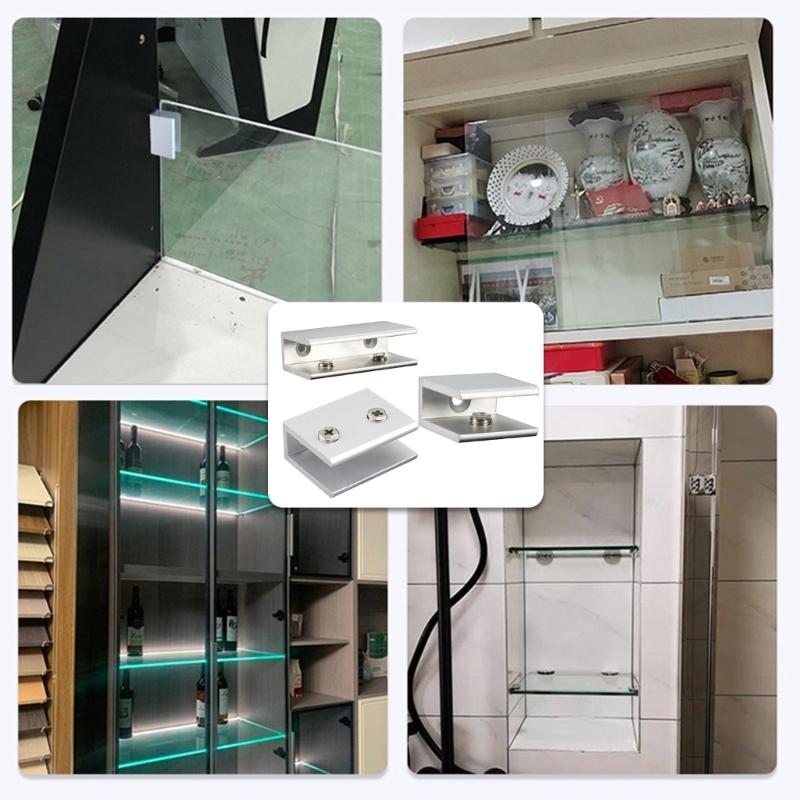 8Pcs Square Glass Clamp Frameless Glass Shelf Bracket Holder Heavy Duty Glass Clamp Clip Support Bracket Easy To Use