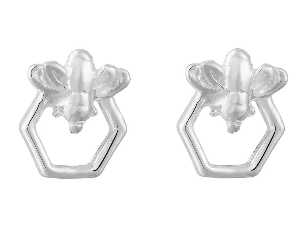 Silver Earrings Little Bees Women's Studs Bees Bee
