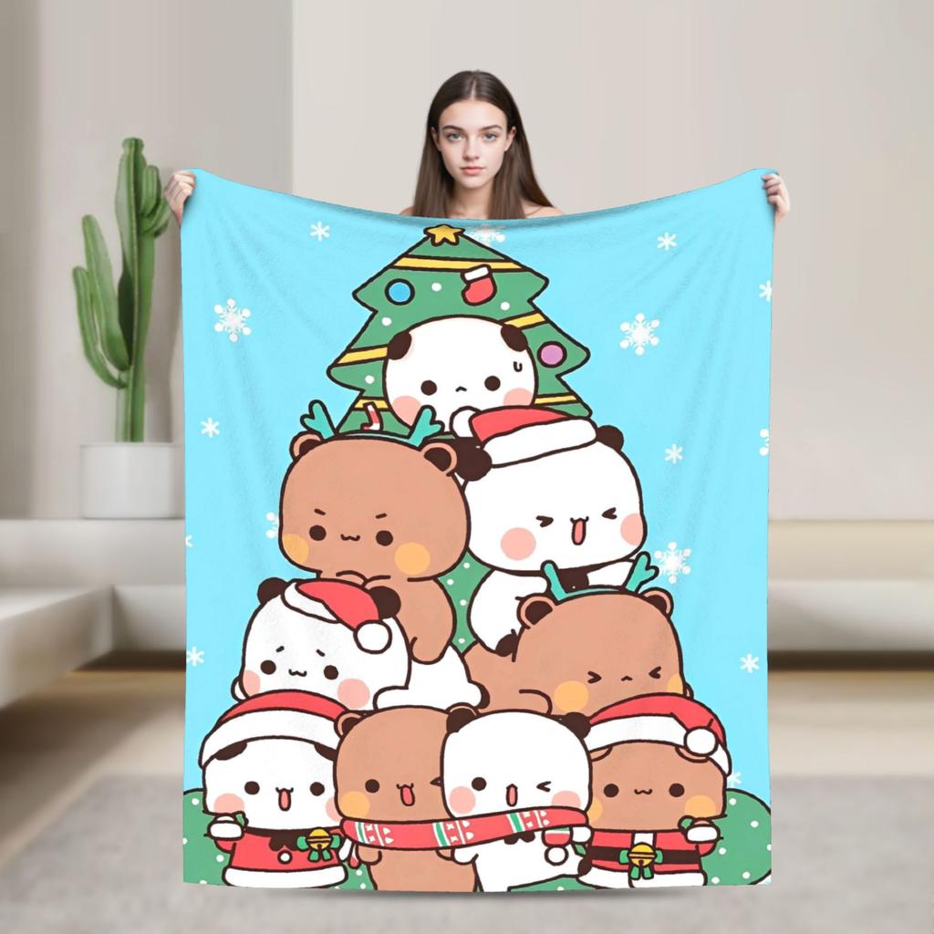Bubu Dudu Merry Christmas Soft Warm Blankets Airplane Travel Plush Throw Blanket Funny Bedroom Flannel Bedspread Sofa Bed Cover