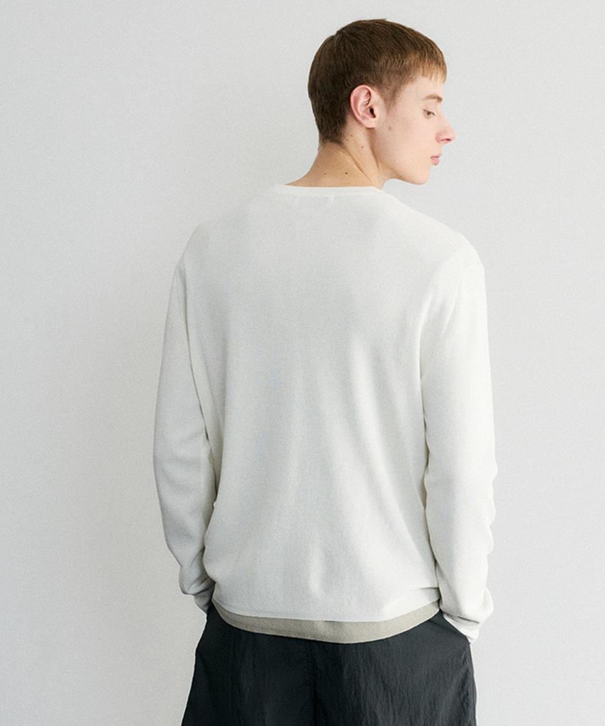 Le Mad Relaxed Henley Neck Long Sleeve Knit - Ivory