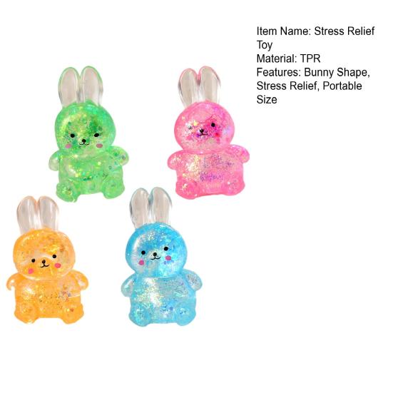 1/4Pcs Transparent Glitter Bunny Squeeze Toy Slow Rebound Stress Relief Cartoon Rabbit Sensory