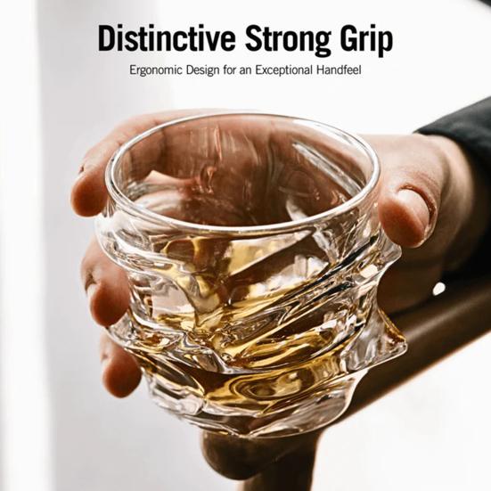 Storm Whiskeyglas met Golvende Textuur 320ml Spirits Tumbler voor Bourbon Cocktails Loodvrij Glas voor IJskoud Drinken Elegante Home Bar Cadeau