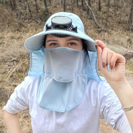 Wide Brim Solar Fan Hat for Men Women Outdoor Fishing Bucket Hat with Neck Flap And Face Guard for Hiking Camping