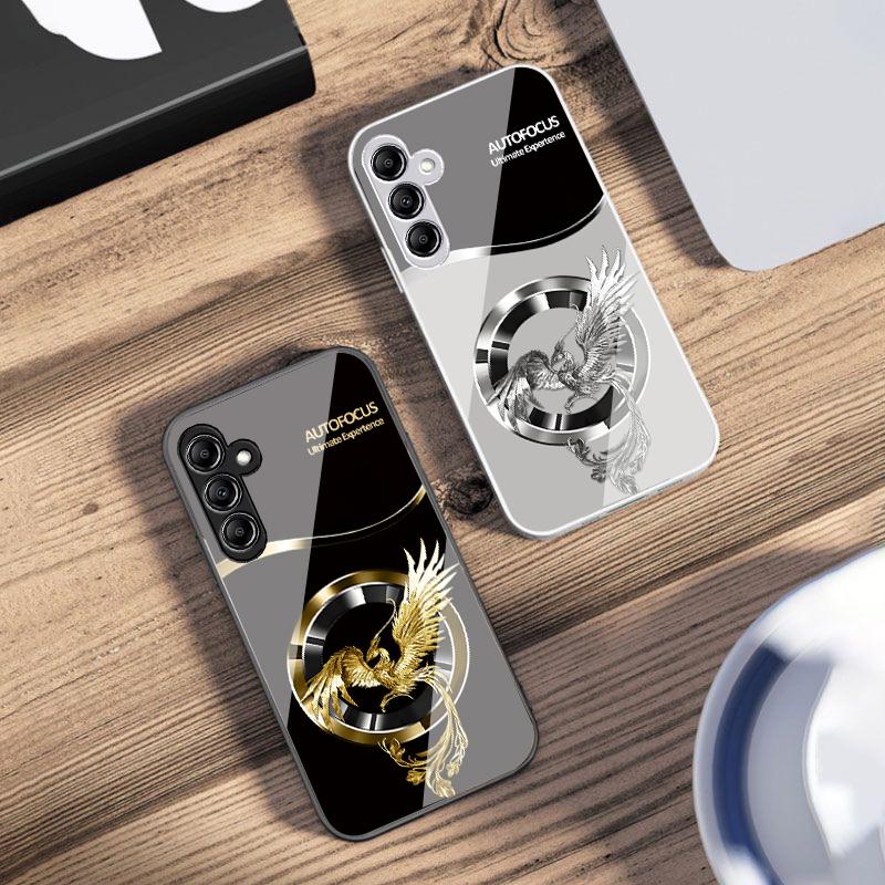Handsome Pink Phoenix For Samsung A73 72 71 A70 56 55 54 A53 52 51 A50 42 A35 A34 33 32 31 26 25 24 23 22 30 Glass Phone Case