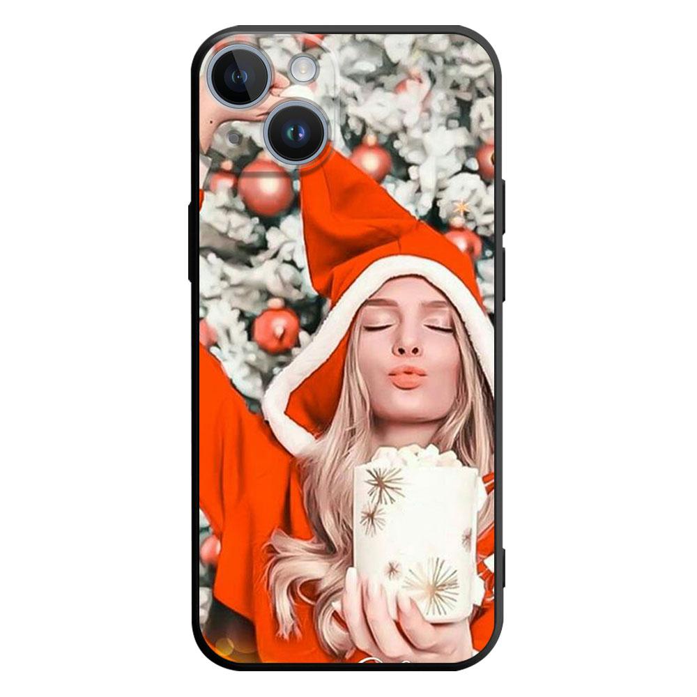 Capa de silicone fosco para presente de Natal feliz para Apple iPhone 11 XR XS X 14 Plus 7 8 6S 13 Pro Max SE 12 Mini 14Pro 7+