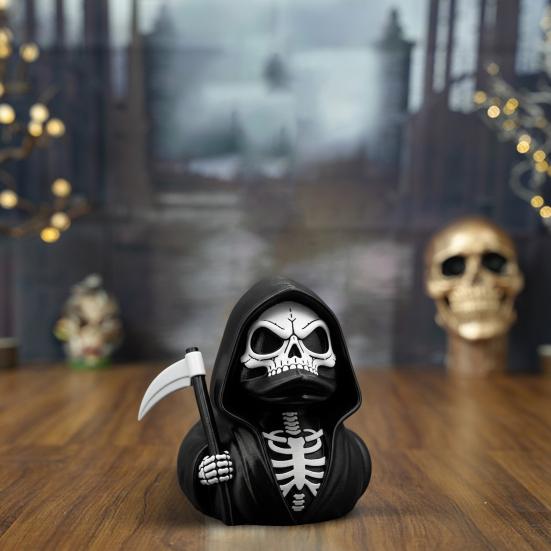 Yousheng Scythe Skeleton Duck Figurine Resin Gothic Duck Ornament Skeleton Duck Collectible Statue for Halloween Decor Home Office Desk