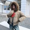 Winter New Loose and Thin Fur Collar Hooded Short Down Cotton Clothes Women's Waist Thickened Cotton Coat