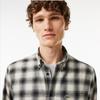LACOSTE Men s Wool Cotton Blend Flannel Shirt [Gray]