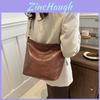 Vintage Street Chic Pu Tote Bag Medium Size Trendy Stitching Detail Polyester Lining Bucket Shape Zip Closure Wallet Bag