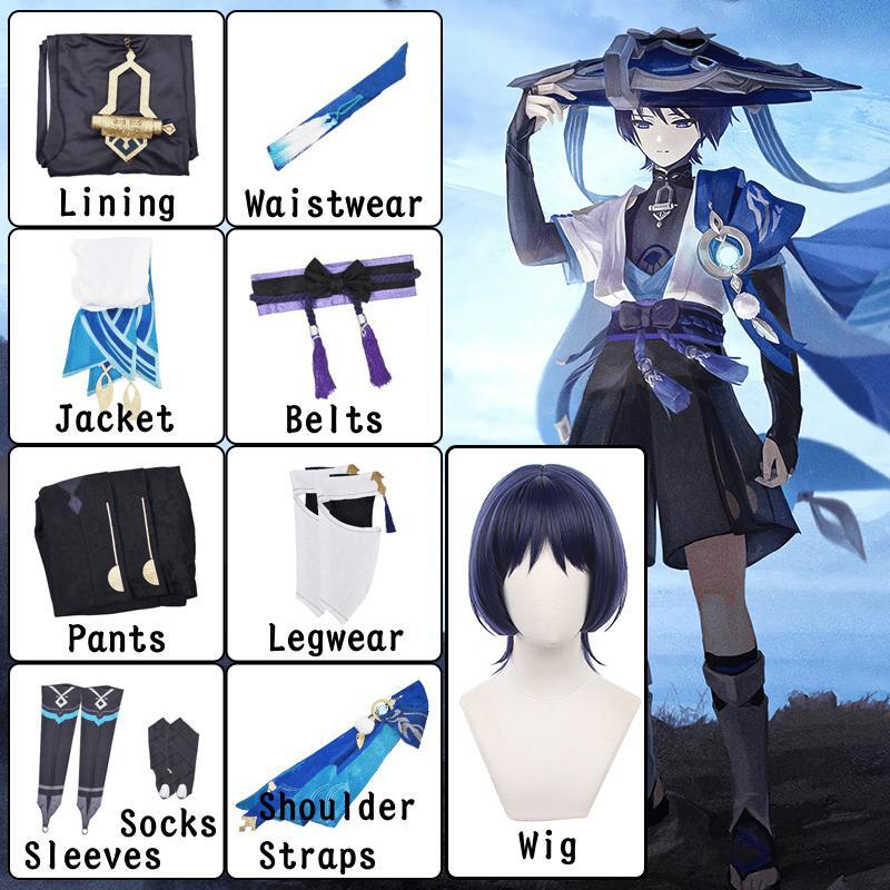 Klaidžiotojo Scaramouche Cosplay Scaramouche Cosplay Kostiumas Vienodos Drabužiai Perukas Pilnas Kostiumas Žaidimo Scaramouche Kostiumai