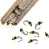 ICERIO Cyclops Brass Bead Head Caddis Bug Nymph, Realistic Silicone Segmented Body, Fast Sinking Trout Fishing Fly for Euro Nymphing