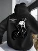 Motorcycle Female Rider Printed Men's Hoodie, Unisex Hip-hop Fashion Hoodie, Autumn and Winter Retro Loose Casual Street Style Pullover.
