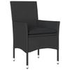 3 Piece Outdoor Dining Set with Cushions Black Poly Rattan & Acacia Wood