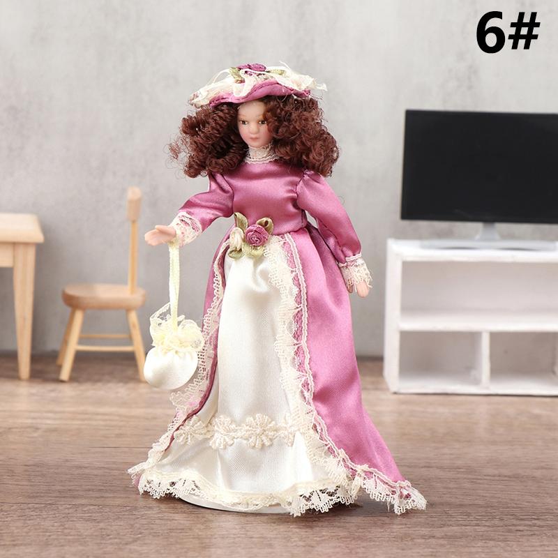 1/12 Dollhouse Miniature Porcelain Doll People Model Beautiful Youth Boy Girl Decor Doll House Toy