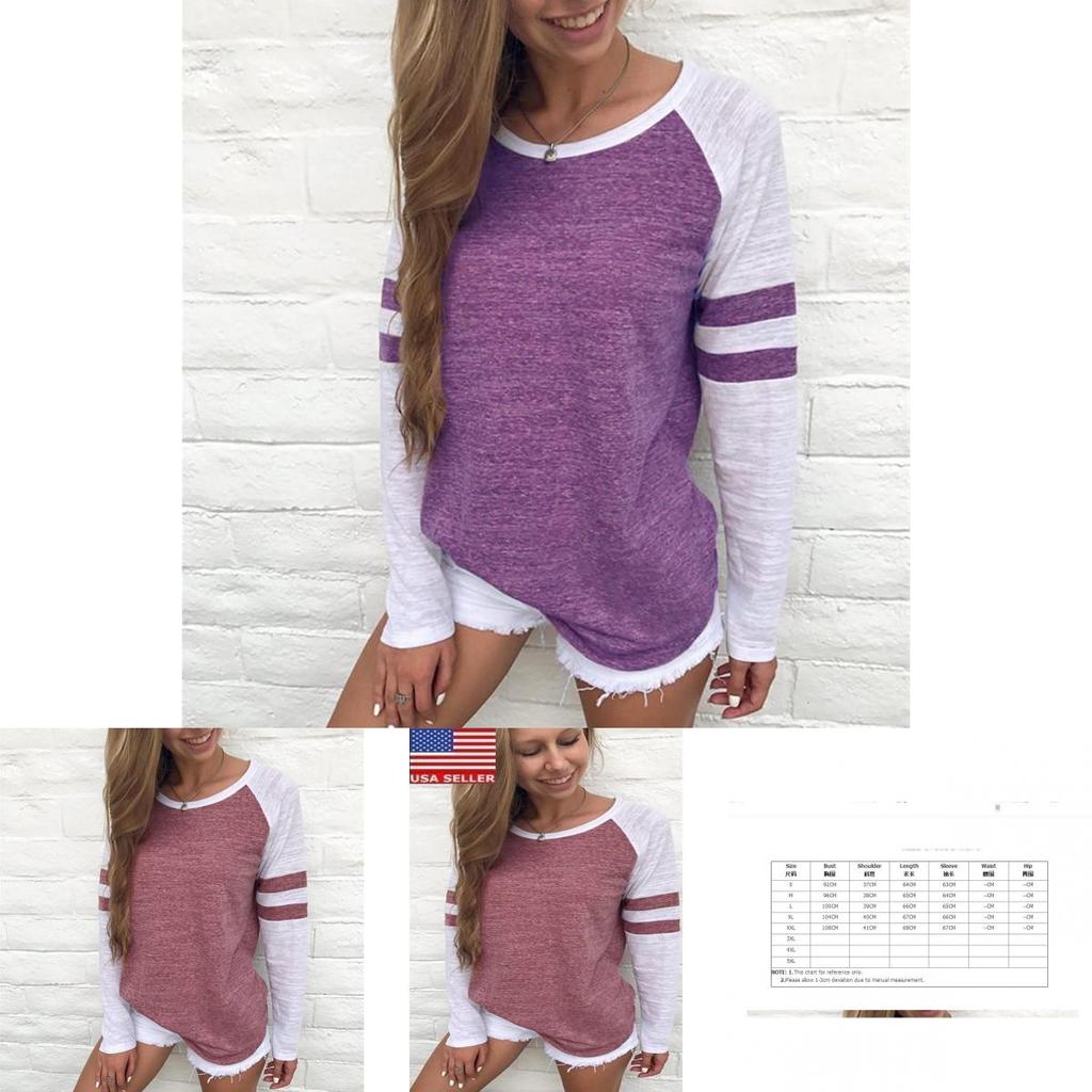 Usa Women Ladies Long Sleeve Casual Tops Shirt Fashion Crew Neck Blouse With Stylish New Design