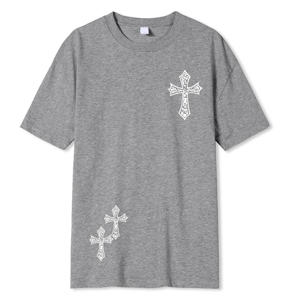 Black Cool Diamonds Cross Print T Shirt Harajuku Women Gothic Short Sleeve Summer Hip Hop Tshirt Anime Oversized T Shirt Men