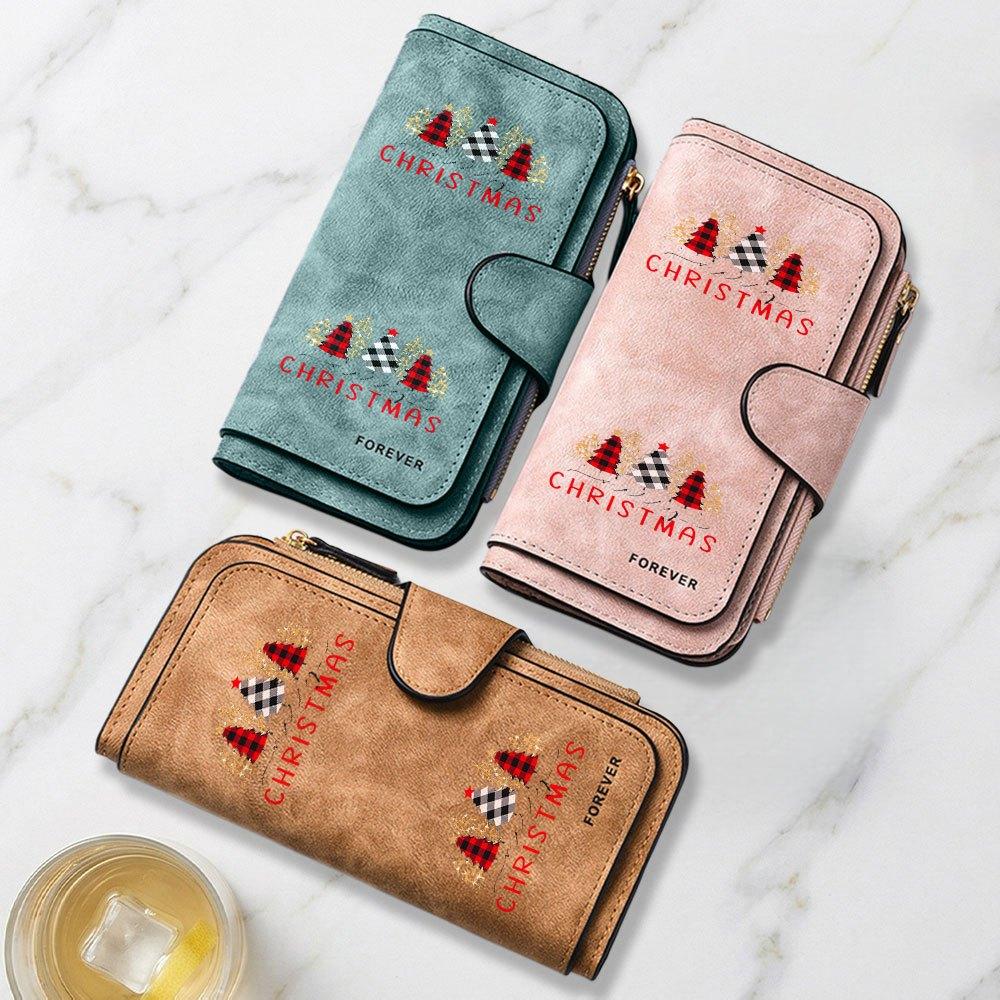 Christmas Decorative Printed Long Wallet Multifunctional Portable Coin Purse With Clasp Large Capacity Clutch Bag Suitable For Daily Commuting Fun