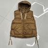 Gilet Femme Duvet de Canard Blanc Capuche Veste Décontractée Sans Manches Simple Tendance Automne Hiver