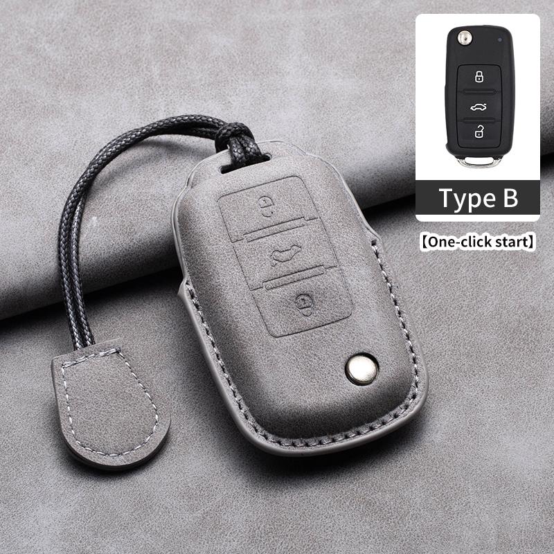 Leather Car Key Case Cover Fob for Volkswagen VW Polo Golf Passat Tiguan Beetle Caddy T5 Up Eos Skoda Seat Leon Altea Octavia