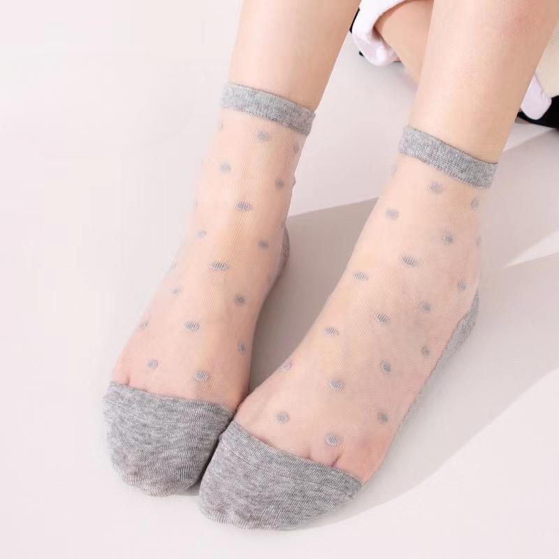 1 Paar Damen Spitzensocken Sommermode Sexy Transparente Dünne Socken Damen Rutschfeste Ultradünne Socken Weibliche Söckchen