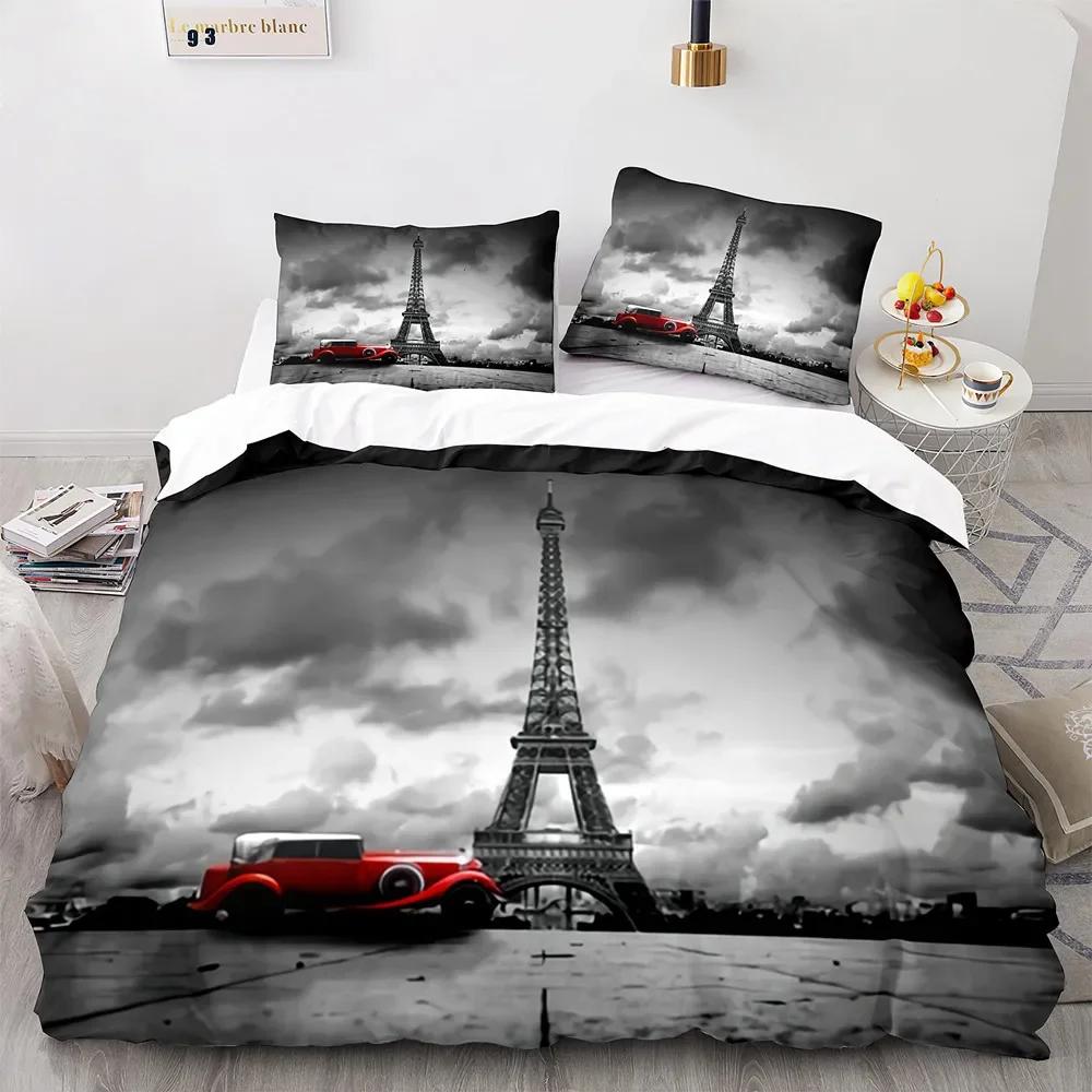Eiffel Tower Bedding Duvet Cover Set 3D Digital Printing Bed Linen Fashion Design Comforter Cover Bedding Sets Bed Set
