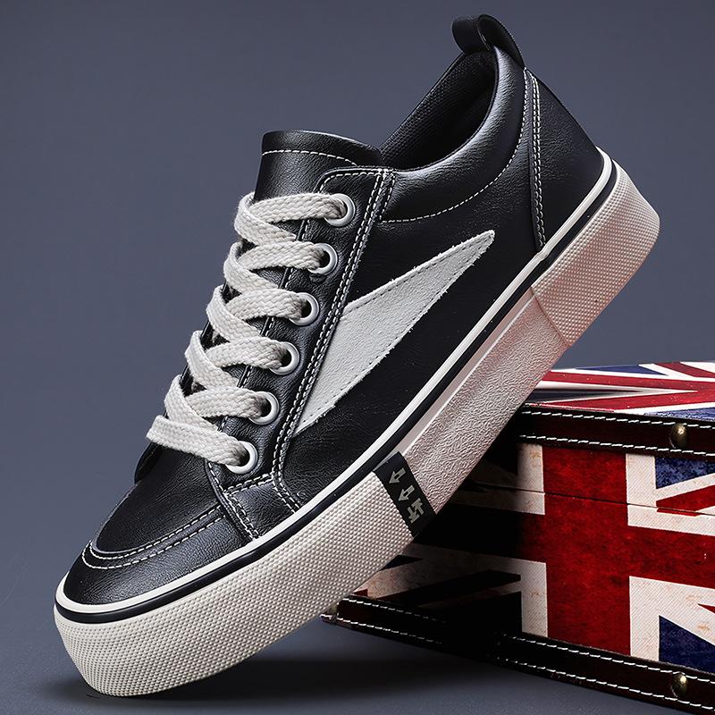 Neue Herrenschuhe für den Frühling, koreanischer Stil, modisch und vielseitig, lässige Herrenschuhe, bequem zum Schnüren, flache Low-Top-Lederschuhe