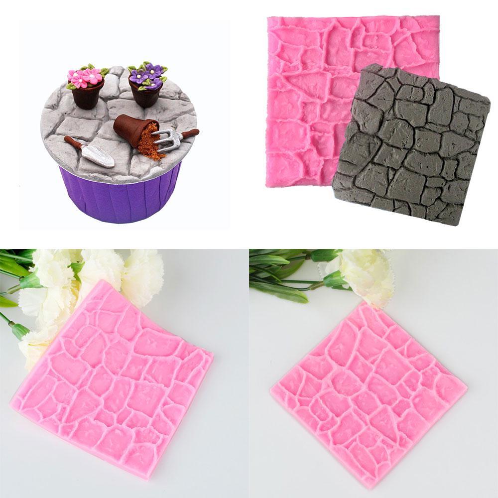 Baking Cake Mold Kitchen 3D Castle Farm Sugar Craft Rock Stone Fondant Wall Silicone Mould