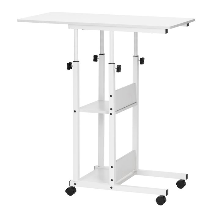 Mobile Desk - SPRINGOS - Laptop Table - Adjustable Height 76-86 Cm - White - Modern Design