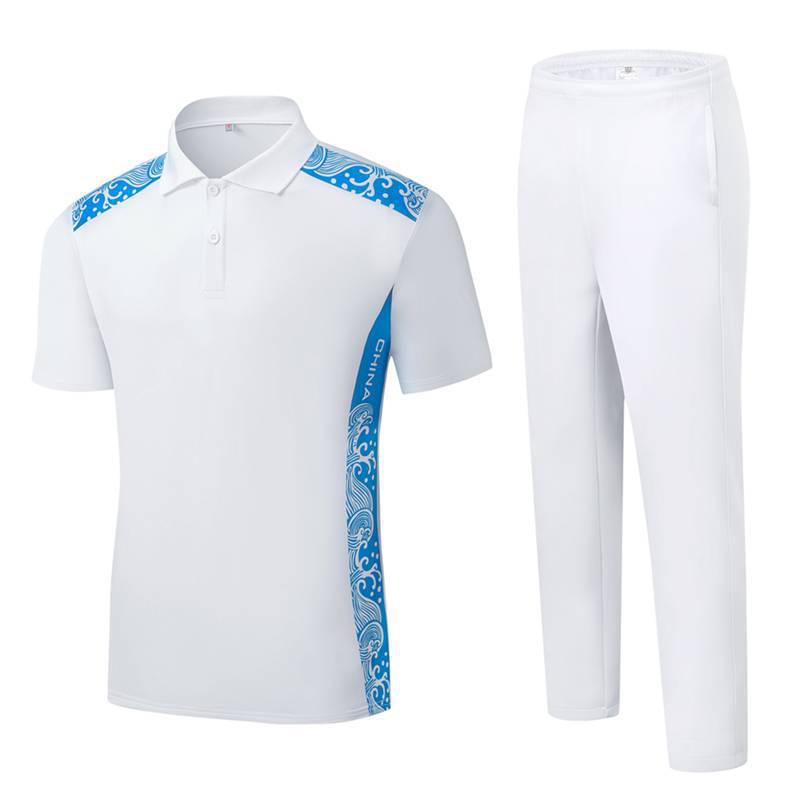 Unisex Digital Print Polo Shirt & Long Pants Set - Summer Sports Casual Wear