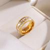 Stainless Steel Double-row Small Square-cut Diamond Ring - Fashionable and Luxurious Full-set Star End Ring for Women, Versatile Finger Ring