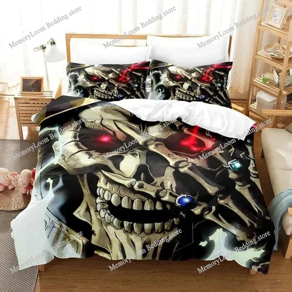 3D Print Skeleton Anime OVERLORD Bedding Set Single Twin Full Queen King Size Bed Set Adult Kid Bedroom Duvet Cover Set