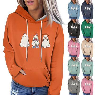 Women's Fashion Casual Long Sleeve Halloween Printed Hooded Sweatshirt
