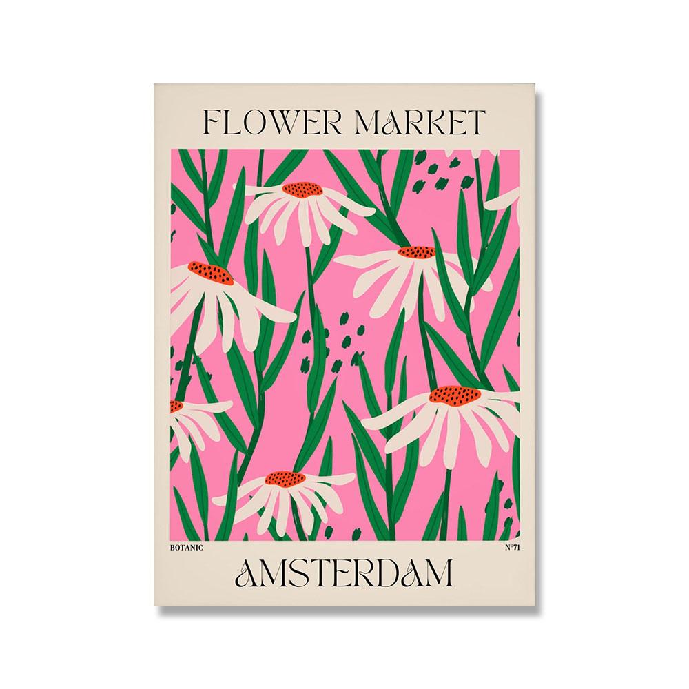 Flower Market Paris London Poster Print Vintage Botanical Plant Canvas Painting Abstract Wall Art Nordic Picture For Living Room
